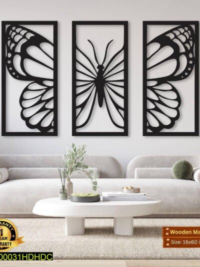 3 Set Of Butterfly Frames For Home Decor | Black Color Set