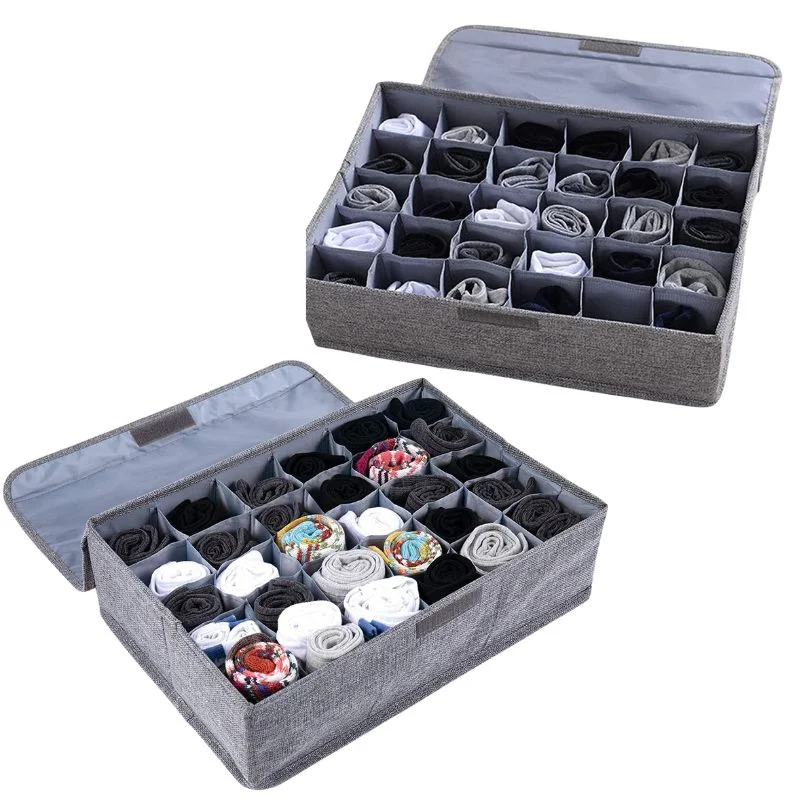 Storage Organizer with Lid | Foldable Drawer Divider | 24 Cells | Non-Woven Fabric | Random Colors - Image 4