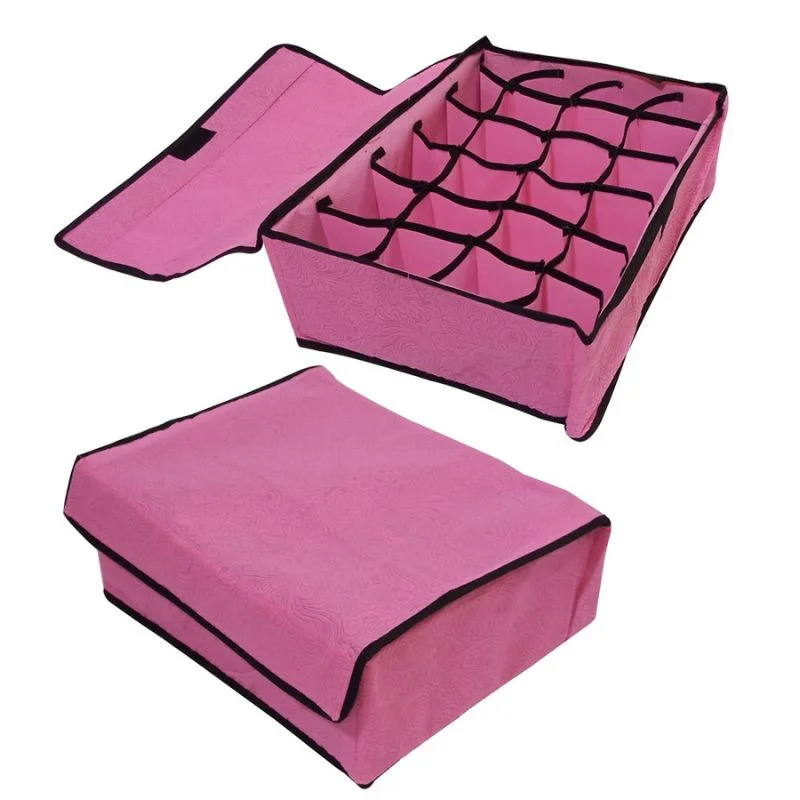 Storage Organizer with Lid | Foldable Drawer Divider | 24 Cells | Non-Woven Fabric | Random Colors - Image 7